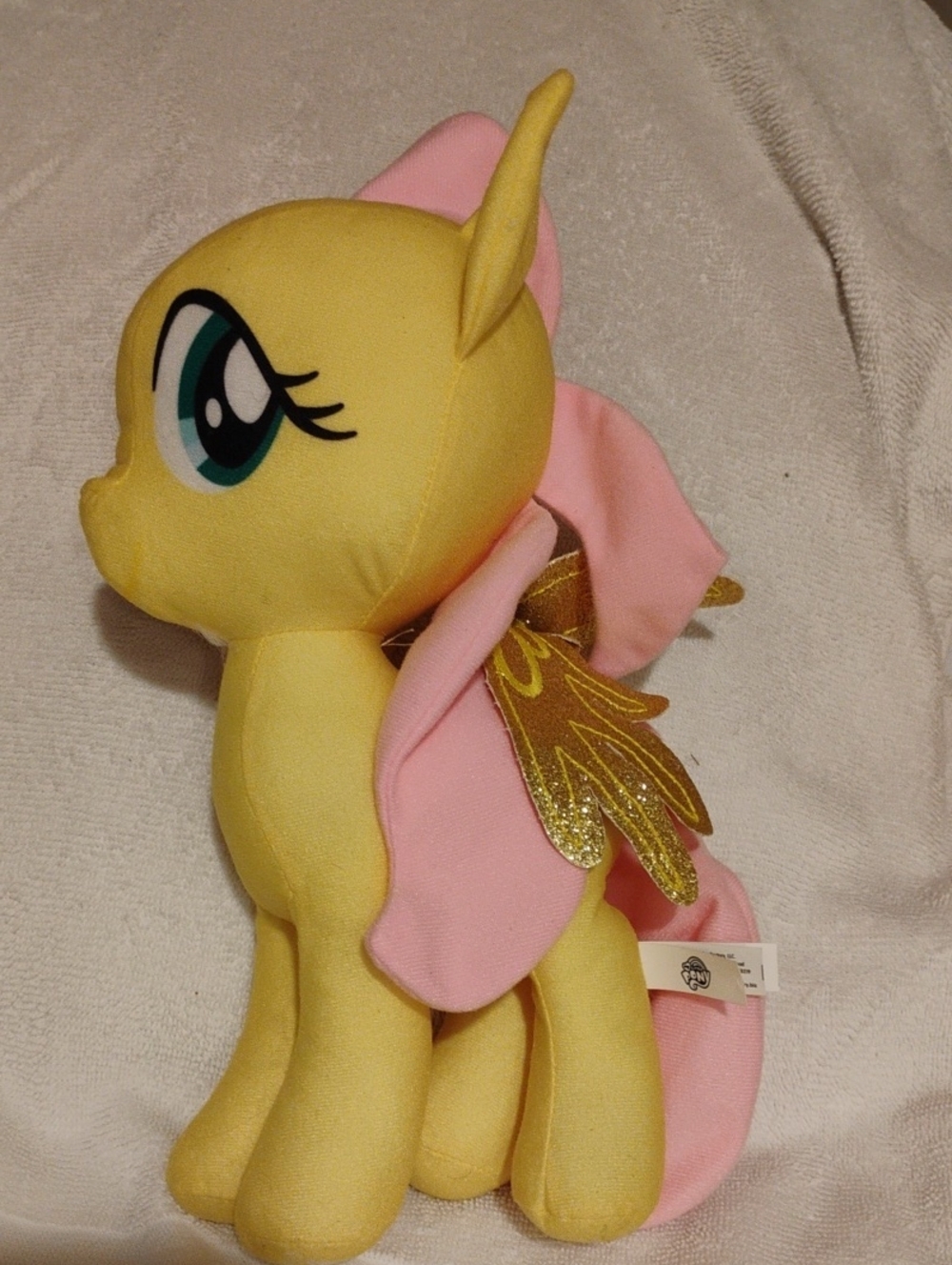 My Little Pony Yellow and Pink Fluttershy Plush with Gold Glitter Wings